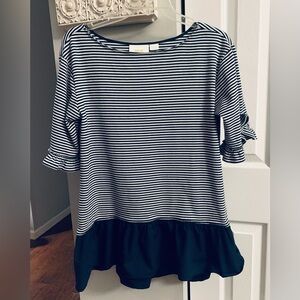 Maeve By Anthropologie Navy and White Striped Top